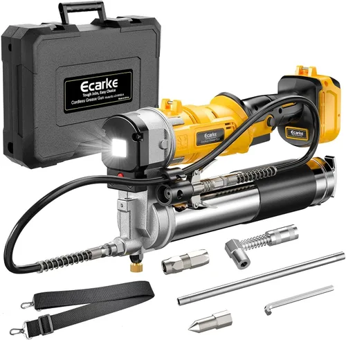Ecarke Pistola de engrase inalámbrica compatible con batería DeWalt de 20 V, pistola de engrase eléctrica máxima de 12000 PSI, pistola doble y