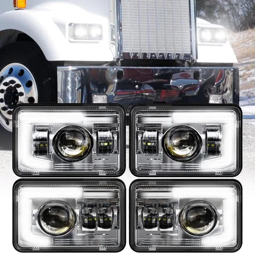 Miniatura 7 de BICYACO 1 par de faros delanteros LED de 4 x 6 pulgadas de 60W con haz alto y bajo H4651 H4652 H4656 H4666 H6545 con lente de proyector