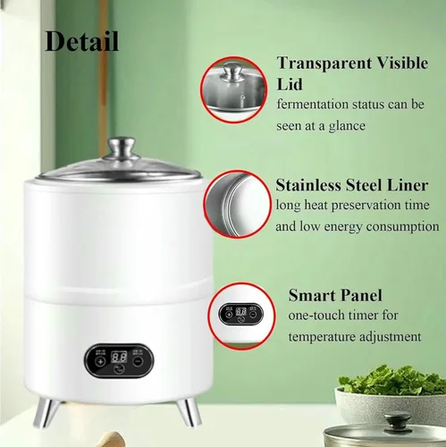 Miniatura 6 de Máquina automática de yogur de temperatura constante, fermentador inteligente comercial, máquina de yogur de acero inoxidable para vinagre de frutas