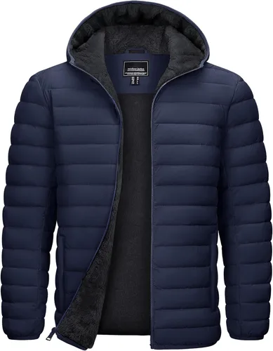 Miniatura 7 de TACVASEN - Chaqueta acolchada con capucha para hombre. Forro de sherpa, resistente al agua, cortaviento, aislada. Chaqueta abrigada para invierno