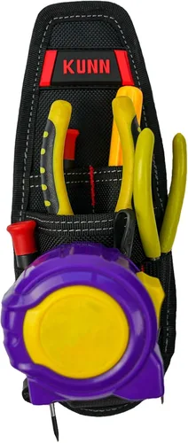 Miniatura 3 de KUNN Soporte de herramientas de construcción Pequeña bolsa de herramientas de electricista para cinturón de herramientas rojo (Red-1 Pack)