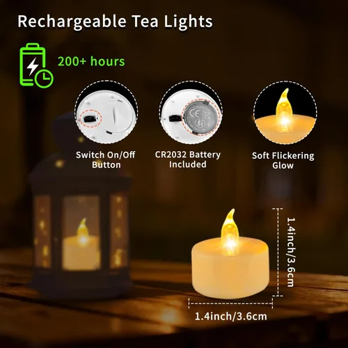Miniatura 3 de Luces de Té, Velas sin Llama, Paquete de 100 Velas LED Amarillas Cálidas Operadas por Batería, Parpadean, 200+ Horas, Ideal para Decoración