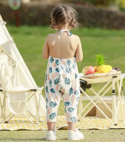 Miniatura 6 de RAISEVERN Mameluco sin espalda para niñas pequeñas, con bolsillo, talla 1-6 T
