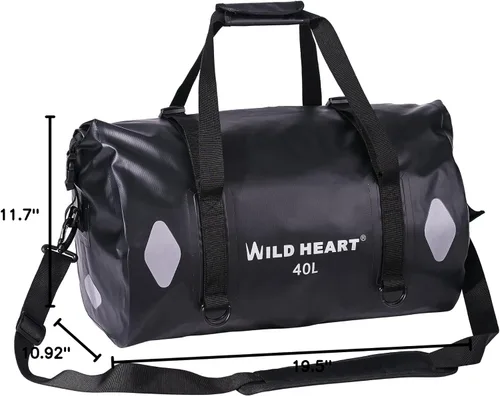 Miniatura 7 de WILD HEART Bolsa de lona impermeable 20L 30L 40L con costuras soldadas correas de hombro, bolsillo de malla para kayak, camping, barco, bicicleta