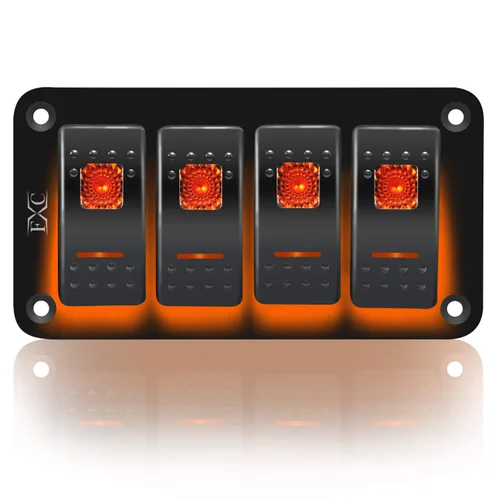 Miniatura 22 de FXC - Panel de interruptor basculante de aluminio de 6 bandas, interruptores de palanca de 5 pines encendido/apagado, 2 LED retroiluminados