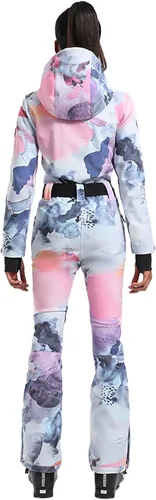 Miniatura 110 de GSOU SNOW Traje de esquí para mujer, traje de nieve delgado de una pieza, chaqueta de nieve, impermeable, resistente al viento, deportes al aire