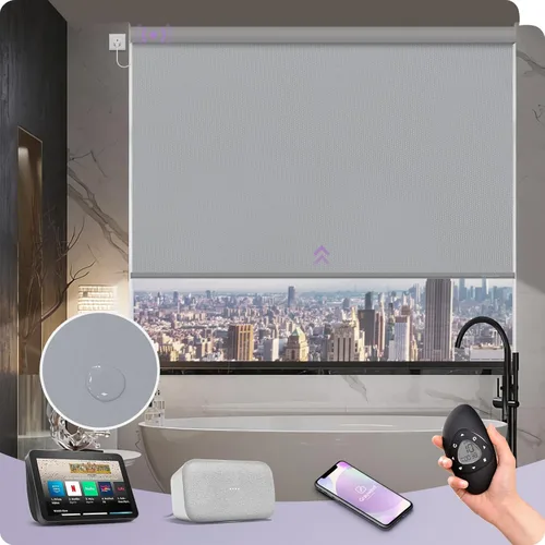 Miniatura 12 de Graywind Persiana Enrollable Motorizada 100% Opaca Compatible con Alexa Google Control Remoto Inteligente Persianas Recargables con Batería Motor