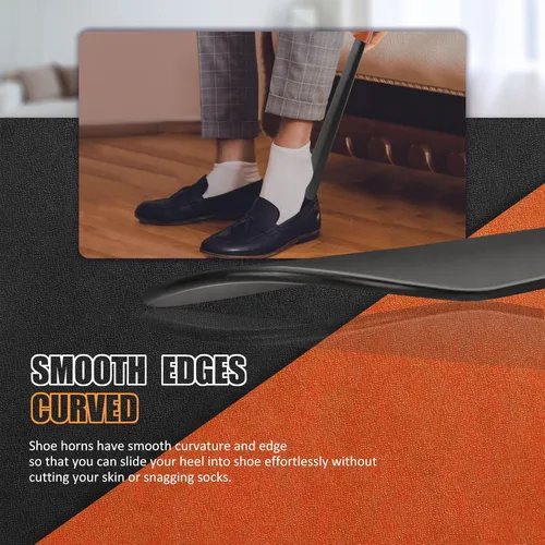 Miniatura 6 de NINEMAX Calzador de mango largo para personas mayores, metal, 16.5 pulgadas de largo, cuerno de bota con mango de cuero para hombres y mujeres