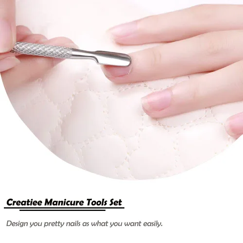 Miniatura 5 de Creatiee - Removedor y cortador de cutículas, limpiador de cutículas de acero inoxidable de doble extremo, removedor de esmalte de uñas, manicura