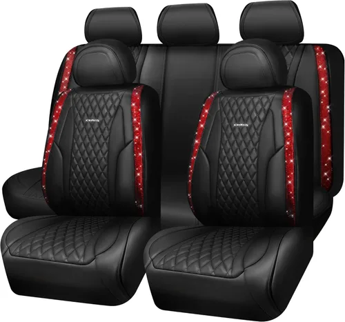 Miniatura 20 de Car Pass Funda de asiento, cuero napa rosa, asientos delanteros, impermeable, resistente, antideslizante, universal para el 95% de automóviles, SUV