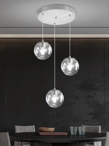 Miniatura 21 de ykolupty Escalera LED de 10 luces LED moderna con globo de cristal, lámpara colgante grande para techos altos, accesorios de iluminación de entrada