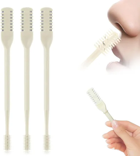 Recortador de Vello Nasal 2 en 1, Cuchillo de Vello Nasal de Doble Cara Mejorado, Cortador de Vello Nasal Manual para Mujeres y Hombres (Crema, 3)