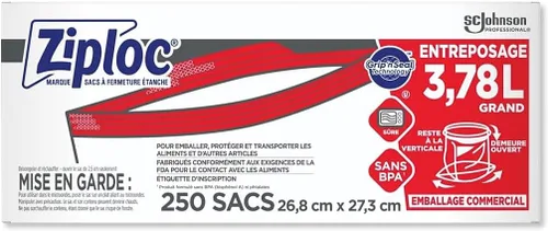 Miniatura 5 de SC Johnson Professional Ziploc Bolsas de almacenamiento con nueva tecnología Grip 'n Seal, para organización y almacenamiento de alimentos, doble