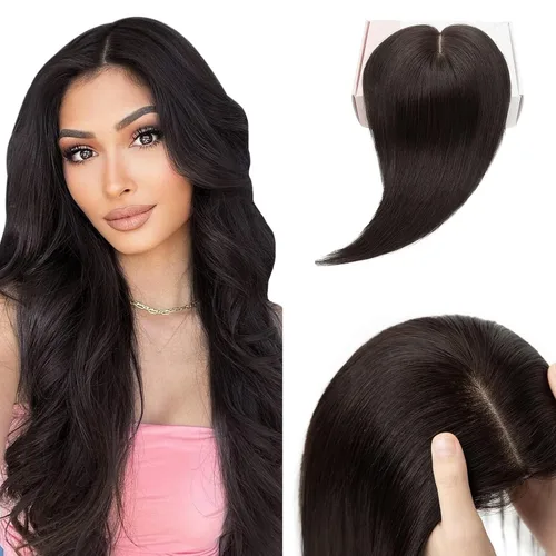 Miniatura 34 de Hairro Toppers de cabello humano 100% real para mujeres sin flequillo, postizos de cabello real con clip, base de seda transpirable para cubrir