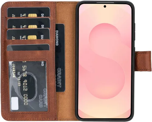 Miniatura 29 de HARDISTON Funda de piel compatible con Samsung Galaxy S22 Ultra – Funda magnética fuerte desmontable hecha a mano con tarjeteros y soporte, Negro