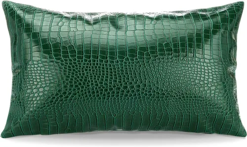 Miniatura 11 de Artscope Fundas de almohada para sofá, decoración del hogar, cocodrilo teñido liso, piel sintética, ambos lados, 20 x 20 pulgadas, 19.7 x 19.7 in