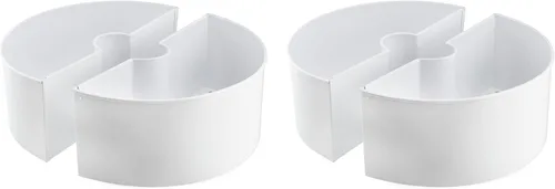 Miniatura 12 de AuldHome Design Maceta de sombrilla para mesa de patio con agujero para sombrilla (negro), macetas esmaltadas de medio círculo