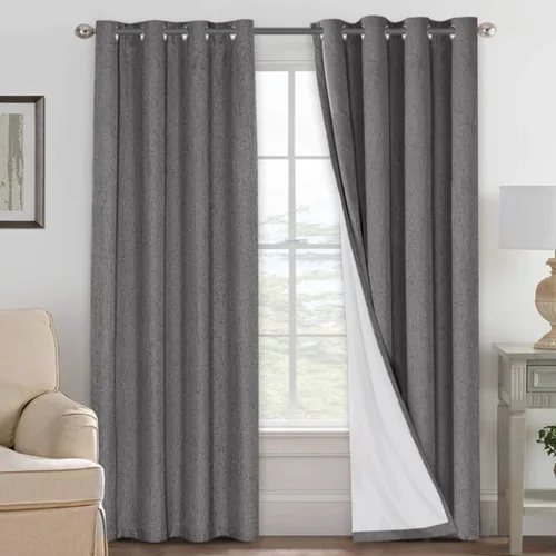 Miniatura 26 de H.VERSAILTEX Cortinas opacas de lino de 72 pulgadas de largo, 100% absolutamente opacas, con aislamiento térmico, con textura de lino, cortinas
