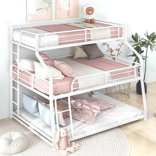 Miniatura 17 de Harper & Bright Designs Litera de metal individual sobre individual, litera baja resistente con barandillas de seguridad y escalera (negro)