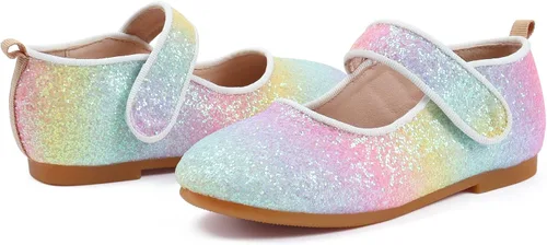 Miniatura 2 de Zapatos de vestir arcoíris para niña, zapatos de princesa con purpurina para niña, zapatos Mary Jane brillantes para fiesta, bailarina, para uso