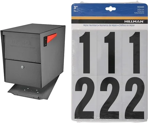 Miniatura 8 de Mail Boss 7206 Package Master - Buzón de seguridad con bloqueo en la acera, mediano, negro, placa base de montaje en superficie y poste de montaje