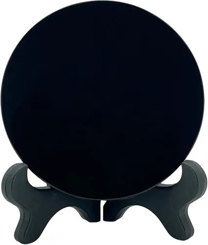 Espejo de adivinación de obsidiana negra, espejo de obsidiana con soporte y bolsa para adivinación, meditación, curación, Feng Shui (80mm (3.1in))