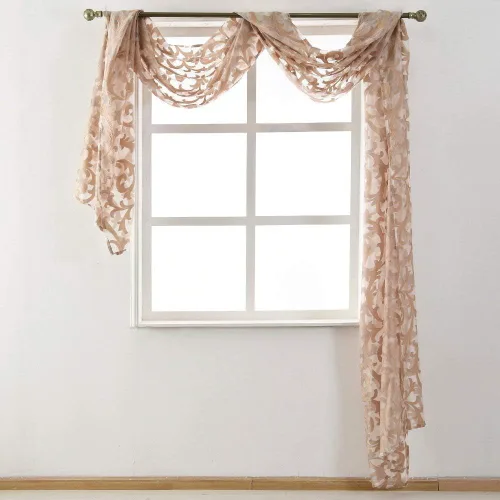 Miniatura 6 de NAPEARL Cenefa de cortina para ventana color beige, estilo europeo, de jacquard, decorativa, para arco de boda, cortina de cama transparente