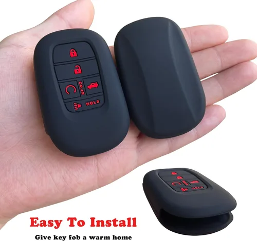 Miniatura 3 de TANDRIVE Funda para llavero (5 botones) Honda 2026 2025-2022 Civic Accord CR-V HR-V Pilot y 2026 Passport, silicona, paquete de 2, botón rojo, negro