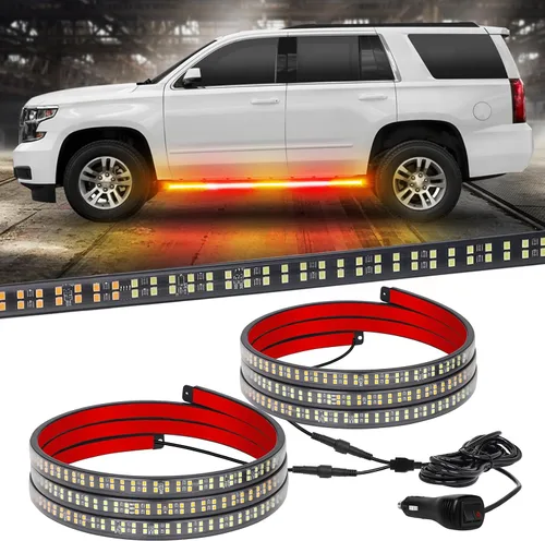 Miniatura 10 de XRIDONSEN 2 tiras de luces estroboscópicas ámbar de 60 pulgadas, 720 luces LED para estribo, luces intermitentes de advertencia de peligro