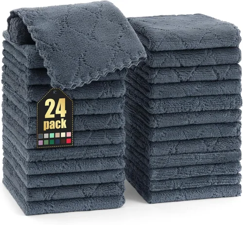 Miniatura 36 de Homaxy - Paquete de 12 trapos de cocina (10 x 10 pulgadas, morado), de terciopelo coral, supersuaves y absorbentes, de secado rápido, paño