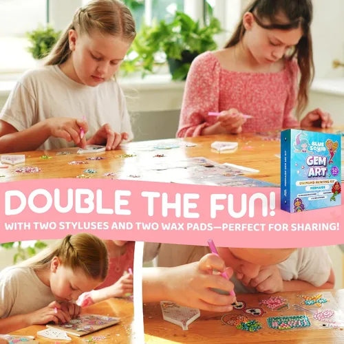 Miniatura 7 de Blue Squid Kits de Arte de Diamante para Niños – Sirena - Juego de Regalo de Arte de Gemas 5D Divertido y Fácil para Llaveros, Adhesivos