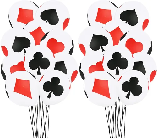 Miniatura 3 de 30 globos de casino para decoración de póquer, globos de 12 pulgadas, globos de látex para decoración de fiesta de cumpleaños de póquer de casino