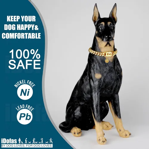 Miniatura 2 de Collares de cadena para perro, collar de eslabones cubanos con hebilla con campana y placa para perro, acero inoxidable, 0.394 pulgadas, collar
