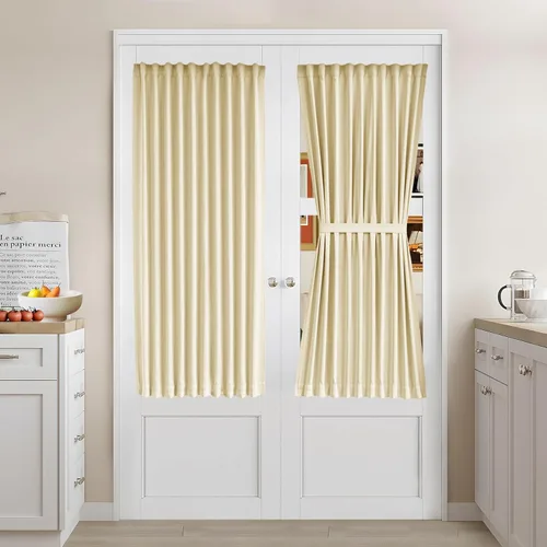 Miniatura 44 de Vatge - Cortinas autoadhesivas para puerta francesa, tratamiento de ventana con filtro de luz sin varillas ni perforaciones para puertas de cristal
