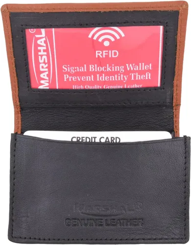 Miniatura 12 de Marshal Tarjetero de cuero RFID extensible para hombres y mujeres Marrón Croco