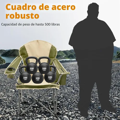 Miniatura 4 de NEWBULIG Silla de campamento plegable de gran tamaño para adultos, soporte resistente de 500 libras, sillas plegables portátiles para exteriores