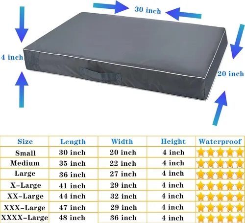 Miniatura 2 de Chinchilla Funda Impermeable para Cama de Perro Pesada Lavable, con Apertura de Cremallera Rellenable Funda Universal de Repuesto para Cama de Gris