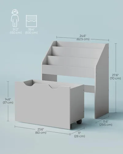 Miniatura 2 de SONGMICS Estantería infantil y organizador de juguetes, baúl y estantería de almacenamiento de juguetes con 3 estantes, caja de almacenamiento