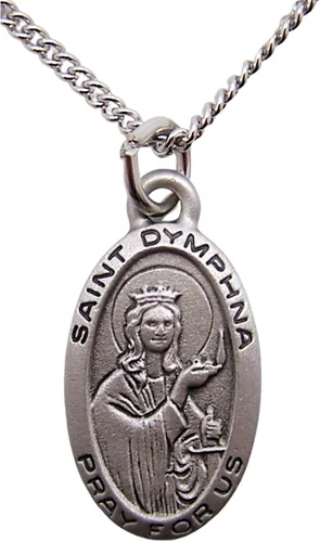 Miniatura 4 de Saint Dymphna 78-Inch peltre Medalla Colgante con tarjeta de oración Santo