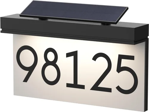 Miniatura 8 de Placa de dirección para casas, panel solar ajustable alimentado por energía solar, 3 colores de iluminación, números de casa, señal de dirección