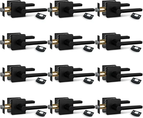 Miniatura 63 de NEWBANG Palanca de puerta de cama/baño para privacidad Baño e interior Manija de cerradura de puerta en negro mate envejecido, HD1601-DB-BK-1P