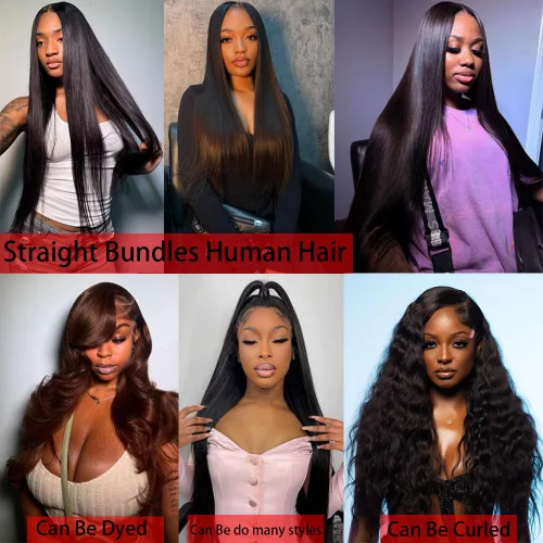 Miniatura 5 de Manojos de cabello humano lacio de 16, 18, 20 pulgadas, 12A, extensiones de cabello humano virgen brasileño 100% sin procesar, extensiones