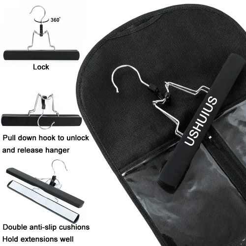 Miniatura 2 de 2 soportes para extensiones de cabello, bolsa de almacenamiento extra larga para peluca con colgador, almacenamiento de extensiones de cabello
