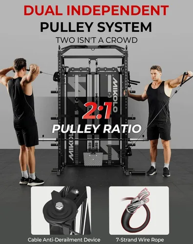 Miniatura 6 de Mikolo Smith - Máquina con pila de pesas, sistema de gimnasio en casa con sistema de gimnasio en casa con tracción LAT y cruce de cables, entrenador