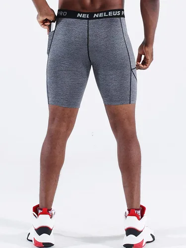Miniatura 7 de NELEUS Paquete de 3 pantalones cortos de compresión para correr con bolsillos para hombre