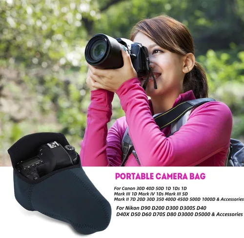 Miniatura 2 de Bolsa de revestimiento para cámara, pequeña bolsa impermeable para cámara SLR, funda de protección suave, bolsa de manga para cámara SLR DSLR