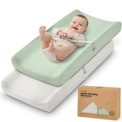 Miniatura 45 de Paquete de 2 fundas orgánicas para cambiador para niña, niño, neutro - 100% algodón, funda para almohadilla de mesa cambiadora, sábanas suaves