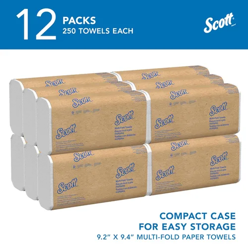Miniatura 2 de Scott Professional Toallas de Papel Universales Multiplegadas, a Granel (03650), Bolsillos de Absorción, Blanco, Toalla de 9.2"x9.4", Comprimida