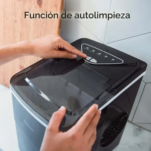 Miniatura 6 de Silonn - Máquina para hacer hielo con encimera, 9 cubos listos en 6 minutos, 26 libras en 24 horas, máquina de hielo autolimpiante con cuchara