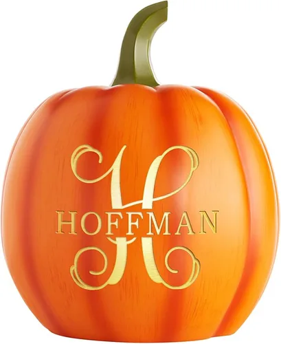 Miniatura 11 de Let's Make Memories - Calabaza personalizable con luz y apellido familiar e inicial para decoración otoñal de Halloween, para interiores y Crema